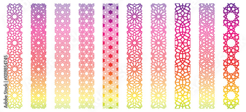 Seamless Islamic pattern icon collection. Kufi and seamless pattern mega bundle