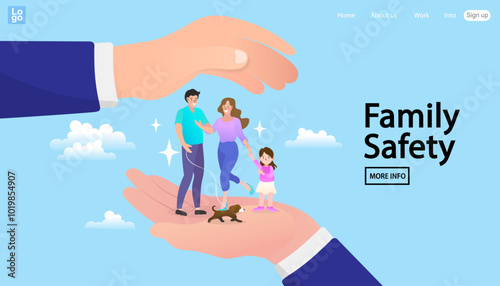 family smiling and staying together. Stay home, Stay safe concept. Save lives vector design sign concept. Stop Covid-19 Coronavirus. Trendy flat vector illustration.