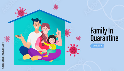 family smiling and staying together. Stay home, Stay safe concept. Save lives vector design sign concept. Stop Covid-19 Coronavirus. Trendy flat vector illustration.