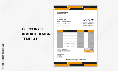 Corporate and business invoice design template design, Creative invoice template. Vector business stationary design.