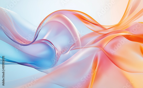 Wallpaper Mural Abstract flow of soft blue and orange translucent ribbons blending together. Torontodigital.ca