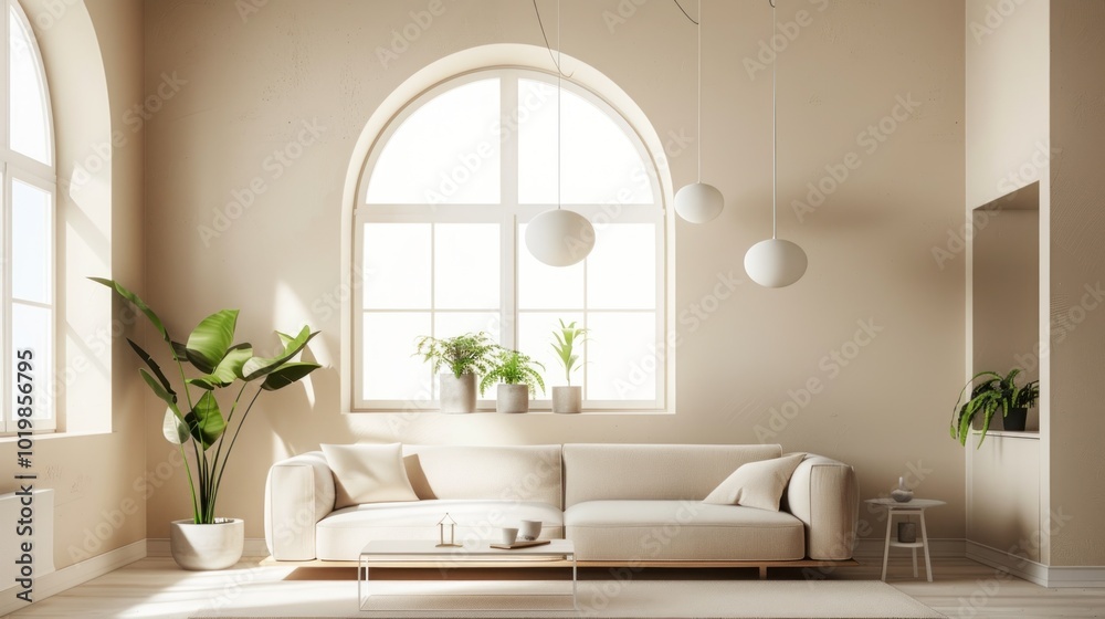 Fototapeta premium Minimalist Living Room with Natural Light