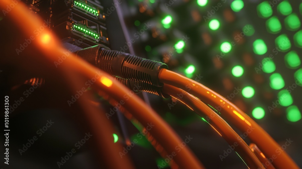 Fototapeta premium Close-up of server cables