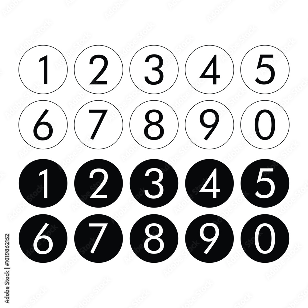 Bullet points set. set of round 1-9 numbers. circle number font icon. numbers one to nine round icons. bullet point with number collection Bullet points set. set of round 1-9 numbers. circle number font icon. numbers one to nine round icons. bullet point with number collection