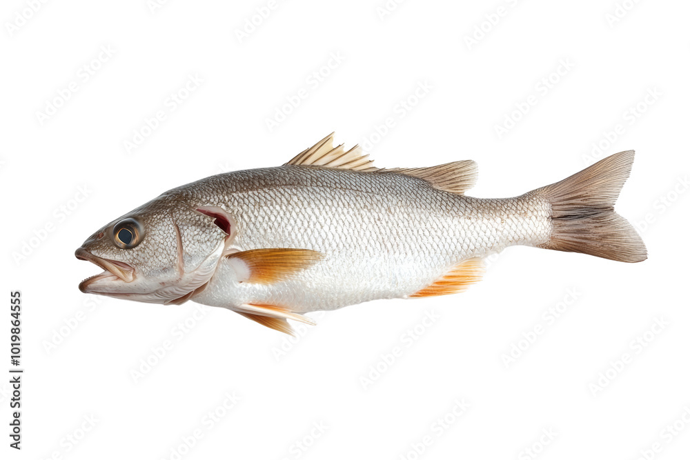 Fresh fish isolated on a white background, showcasing its detailed features and natural colors. Fresh fish isolated on a white background, showcasing its detailed features and natural colors.