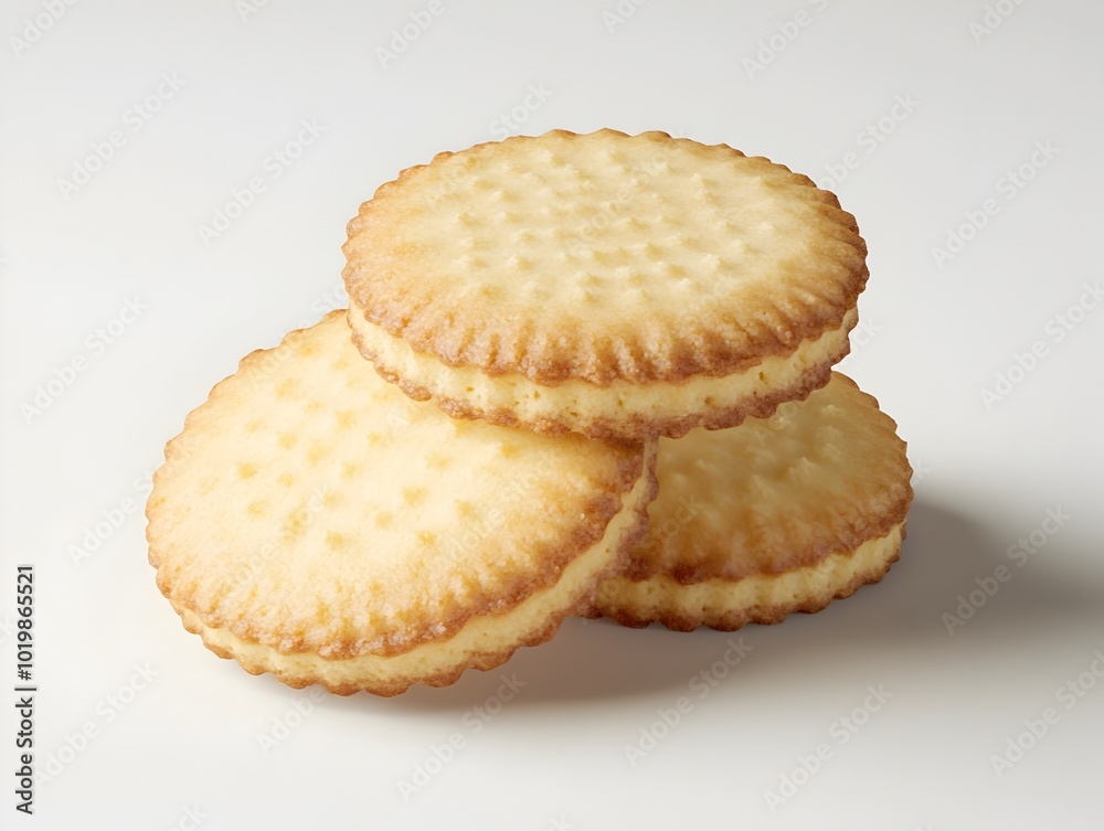 Stacked Savory Crackers on Plain Background Stacked Savory Crackers on Plain Background