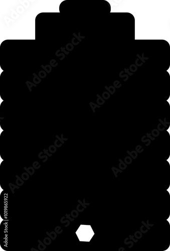 Black water tank icon flat vector isolated on transparent background. water gallon element graphic design. Plastic material large bag for water saving, house storage