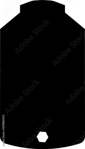 Black water tank icon flat vector isolated on transparent background. water gallon element graphic design. Plastic material large bag for water saving, house storage