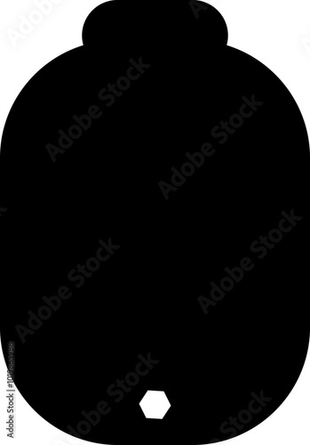 Black water tank icon flat vector isolated on transparent background. water gallon element graphic design. Plastic material large bag for water saving, house storage