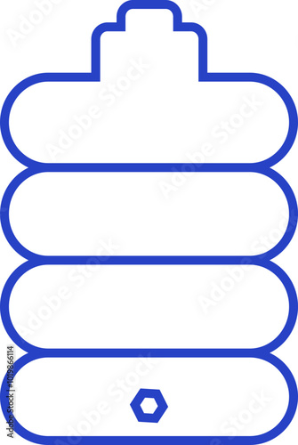 Blue water tank icon linear vector isolated on transparent background. water gallon element graphic line design. Plastic material large bag for water saving, house storage