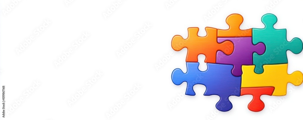 Fototapeta premium Puzzle assembly cognitive development theme cartoon drawing Split-complementary color scheme