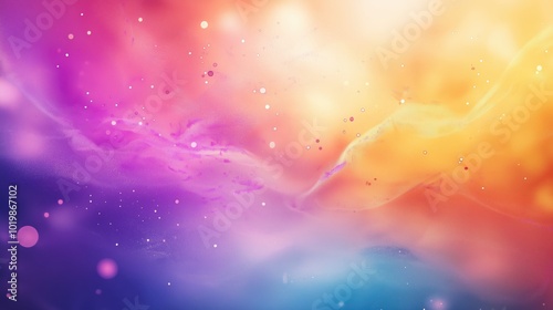 Dynamic abstract background with splashes of vibrant colors purple, cyan, orange, and pink flowing across the canvas photo