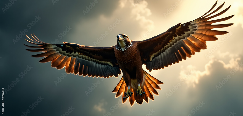 Eagle in Flight Against Dramatic Sky Eagle in Flight Against Dramatic Sky