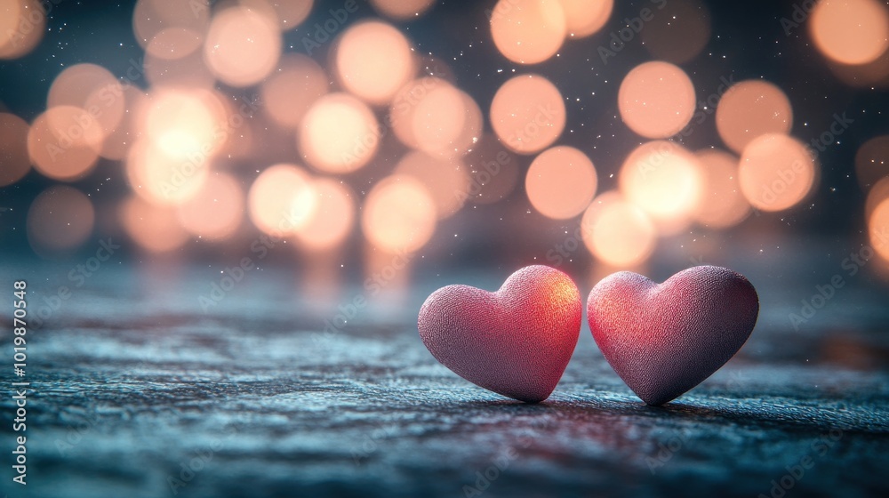 Abstract Composition of Hearts with Soft Bokeh Background Abstract Composition of Hearts with Soft Bokeh Background