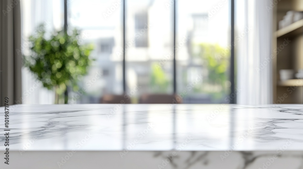 Elegant White Marble Countertop in Modern Interior Elegant White Marble Countertop in Modern Interior