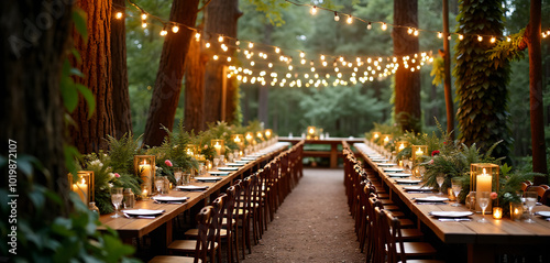 Forest Wedding Reception: Rustic Charm Under String Lights