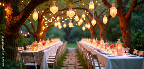 Romantic Garden Wedding Reception: Lanterns and Candlelight