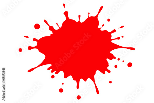 Red paint splatter on white background