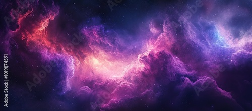 A digital art piece of an abstract nebula, with swirling clouds and vibrant purples and blues