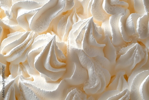 Fluffy Meringue Swirls in Creamy Dessert Topping Abstract Background