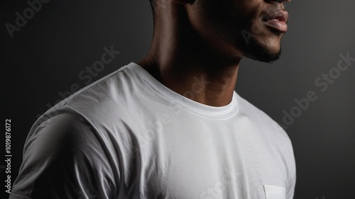 White Men's T-Shirt Displayed in an Uncluttered Setting