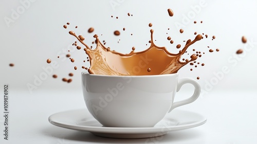 Splashing Coffee in White Cup