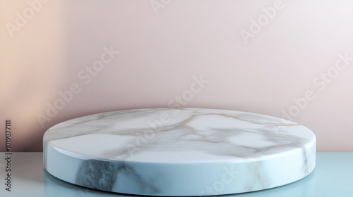 Sleek Marble Display Platform with Soft Background