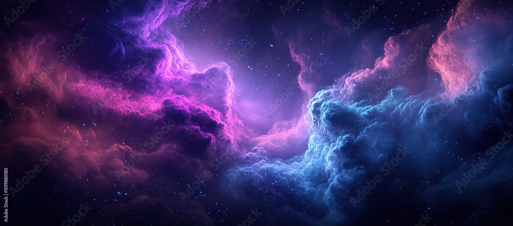 A digital art piece of an abstract nebula, with swirling clouds and vibrant purples and blues A digital art piece of an abstract nebula, with swirling clouds and vibrant purples and blues