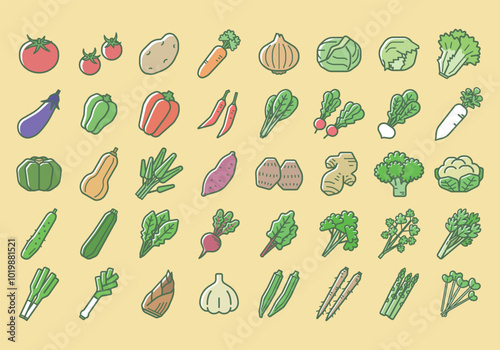 野菜のイラストセット（線画＆カラー）