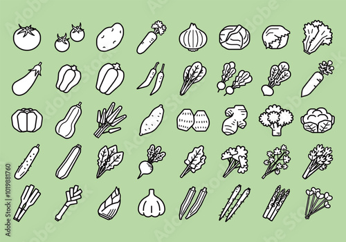 野菜のイラストセット（線画）