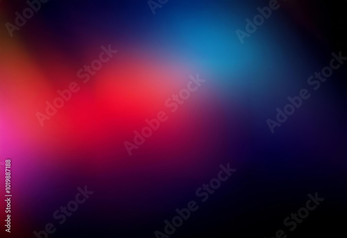 Abstract background with a gradient of blue, red, and purple fading into black.