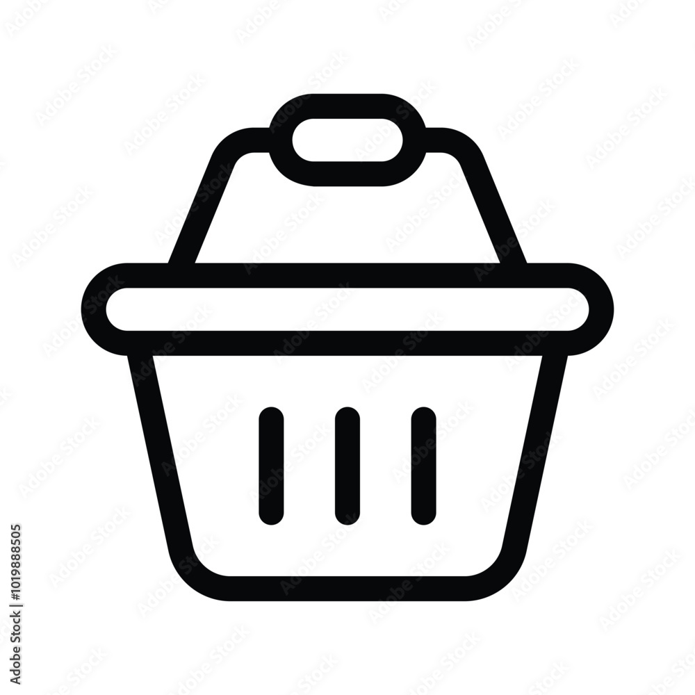 A hand icon of shopping basket in modern style A hand icon of shopping basket in modern style