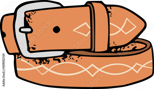 Vector Illustration of Belt Buckles Wild West Fashion