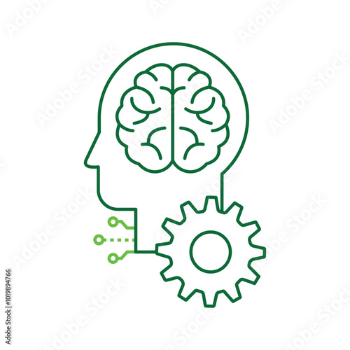 AI Cognitive Enhancement for Human Problem Solving Vector ICon Design, brainpower, AI-human, tech brain,