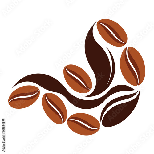 Coffee bean wave vector illustration