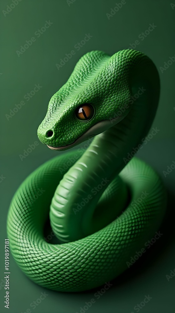 Fototapeta premium green snake symbol of the new year 2025