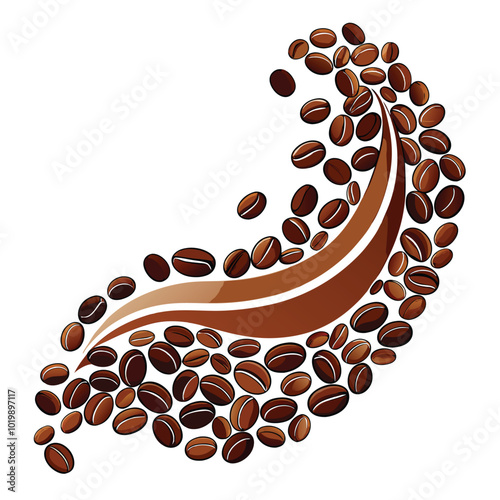 Coffee bean wave vector illustration