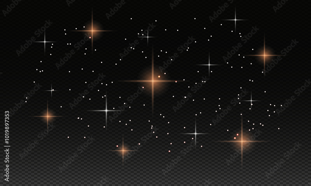 Sequins and stars on a dark background.Vector illustration. Sequins and stars on a dark background.Vector illustration.