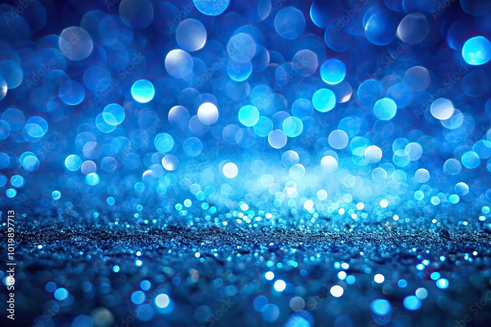 Blue bokeh lights shine on the floor, creating an elegant and abstract background Blue bokeh lights shine on the floor, creating an elegant and abstract background