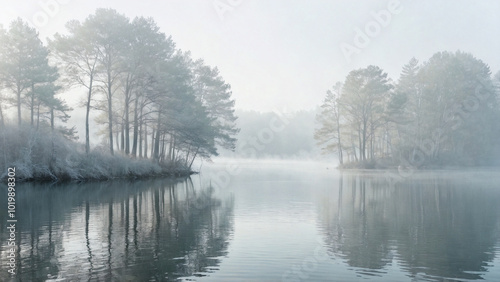 misty morning in the forest