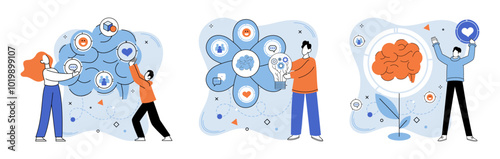 Unconventional thinking vector illustration. Success is destination for those who navigate seas unconventional innovation Each unique idea is puzzle piece forming mosaic your identity