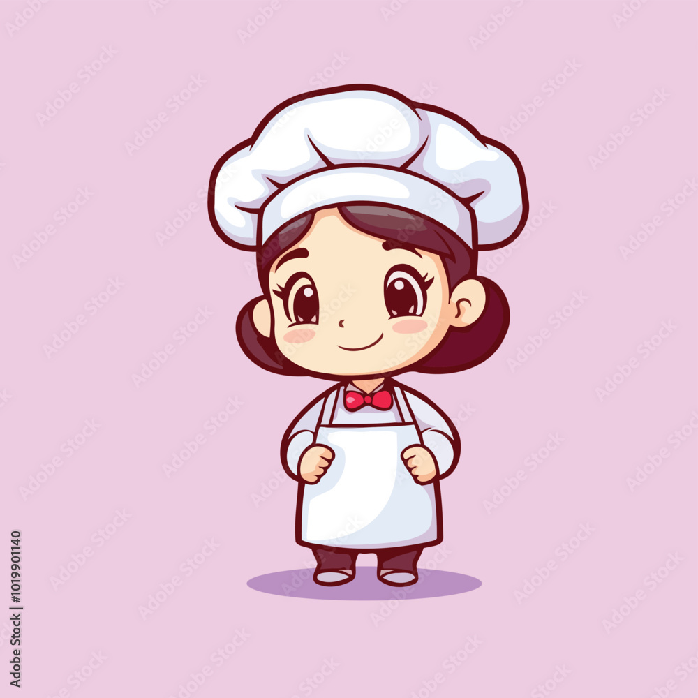 Super Cute Kawaii Chef Vector Cartoon Illustration Super Cute Kawaii Chef Vector Cartoon Illustration