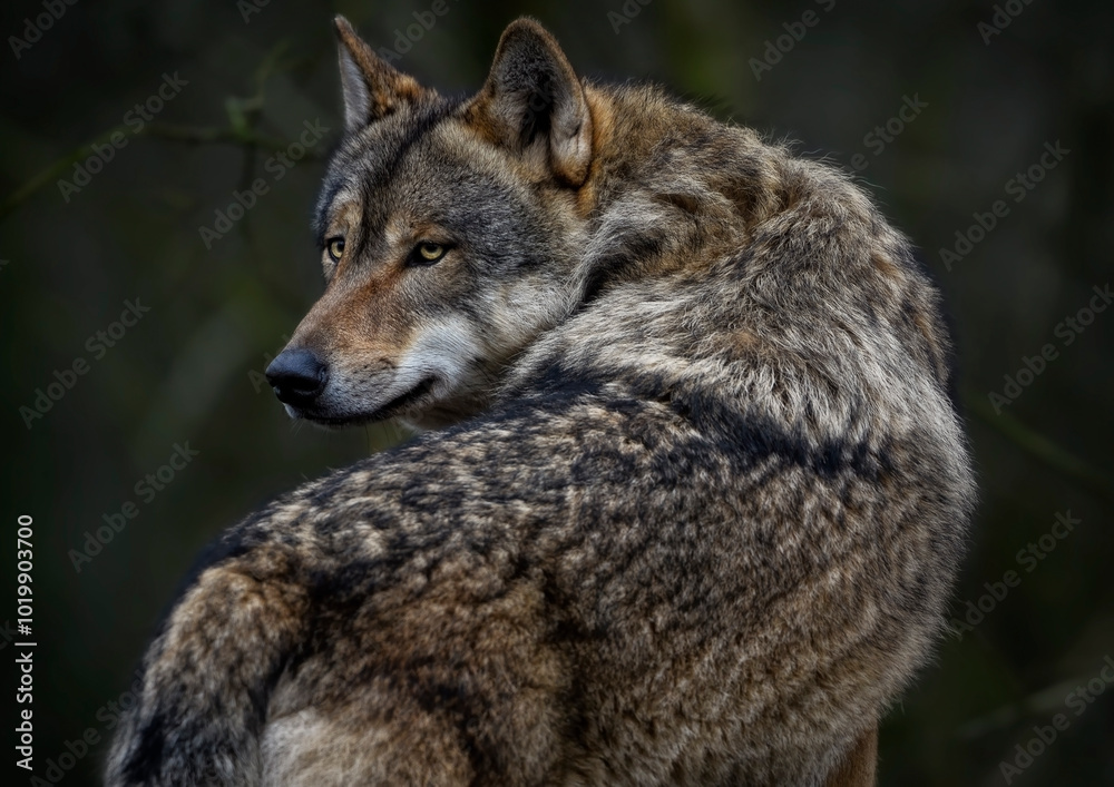 Fototapeta premium A close up of a Grey Wolf (Gray Wolf)
