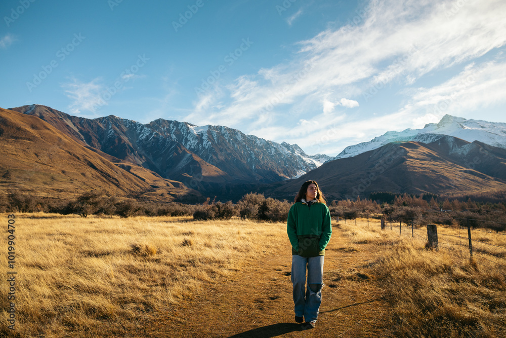 Woman exploring the South Island of New Zealand Woman exploring the South Island of New Zealand