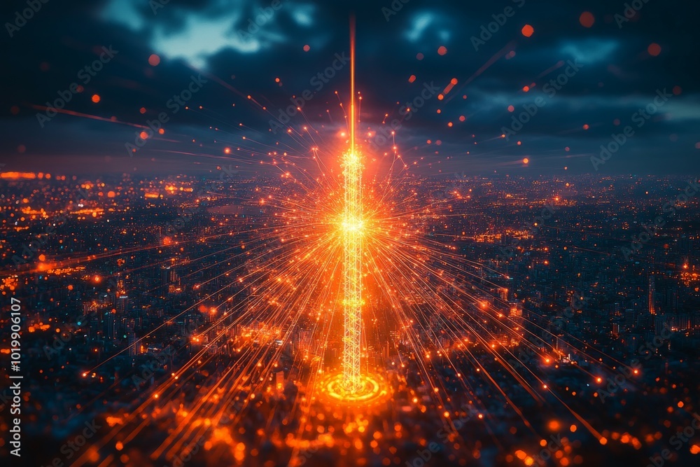 Fototapeta premium The Speed of Light, 5G and Digital Connectivity