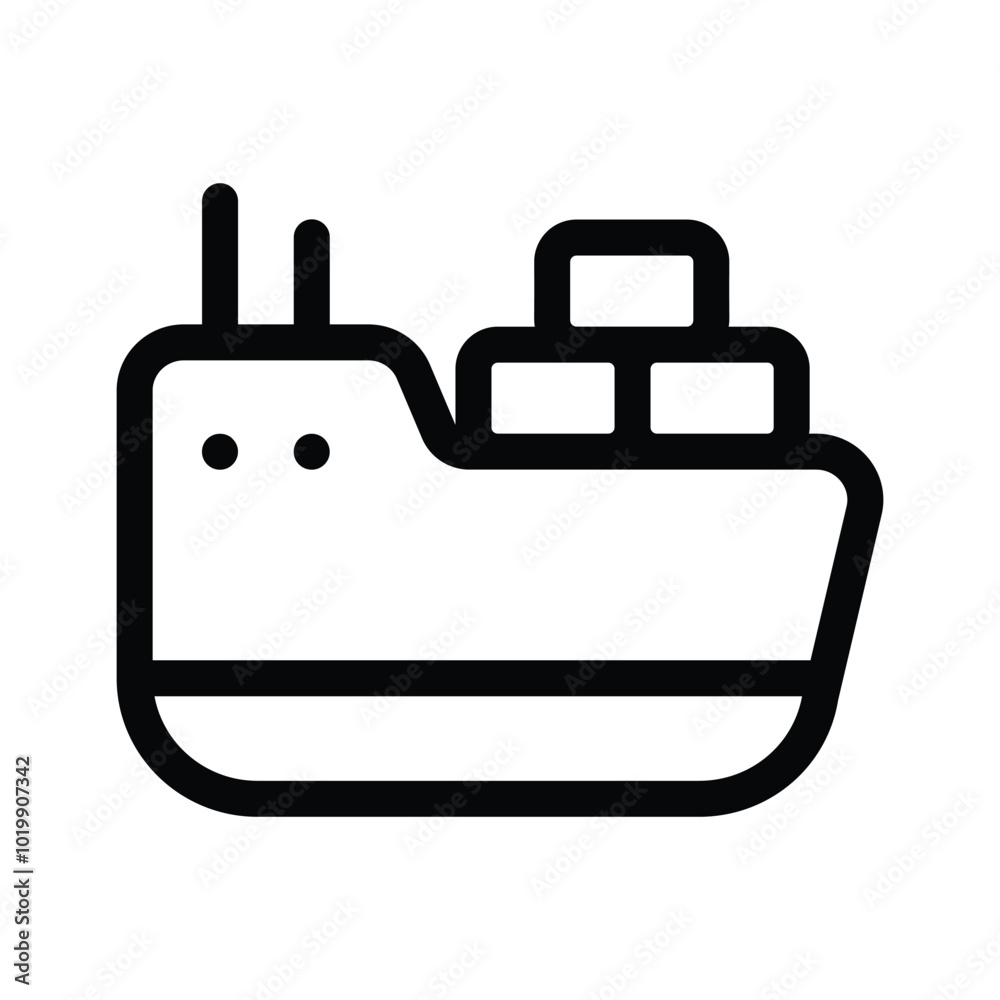 A cargo ship icon representing shipping, freight, or international transport A cargo ship icon representing shipping, freight, or international transport