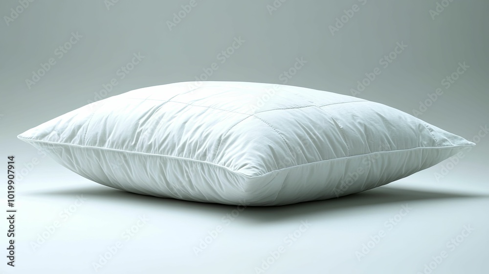 A White Pillow with Quilted Fabric and a White Background A White Pillow with Quilted Fabric and a White Background