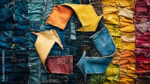 Wallpaper Mural Recycle logo made from layers of various clothing pieces, arranged in bright colors to highlight the importance of garment recycling Torontodigital.ca