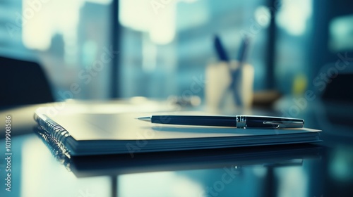 Notebook and Pen on a Desk