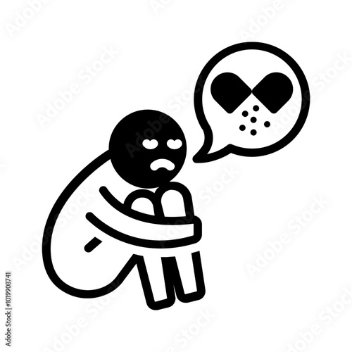Vector solid black icon for Drug addiction
